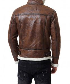 Men’s Brown Bomber Shearling Leather Jacket