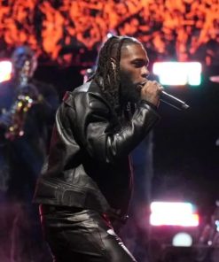 Burna Boy NBA All Star Black Leather Jacket