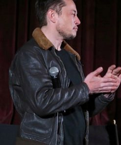 Elon Musk Brown Bomber Shearling Jacket