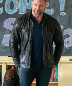Dave Bautista Movie My Spy JJ Black Leather Jacket