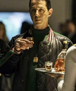 TV Series Succession Season 03 Kendall Roy Black Quilted Bomber Jacket