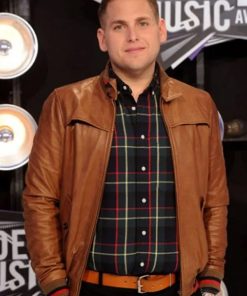 MTV Video Music Awards Jonah Hill Brown Leather Jacket
