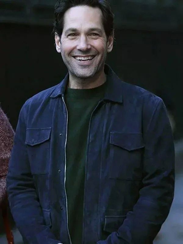 Living With Yourself Paul Rudd Blue Leather Jacket Miles Elliot Living With Yourself S01 Paul Rudd Blue Suede Leather Jacket