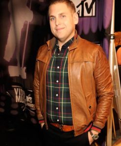 Jonah Hill MTV Video Awards Brown Leather Jacket