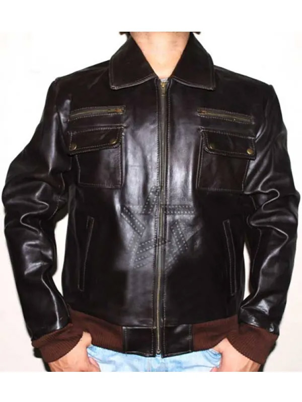Men’s Black Leather Flight Jacket Flight Black Leather Bomber Jacket for Men