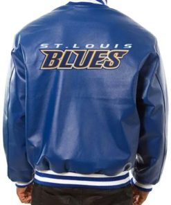 St. Louis Blues Men Blue Bomber Leather Jacket