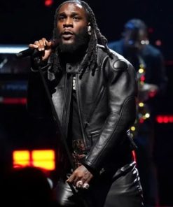 Burna Boy NBA All Star 2023 Black Leather Jacket