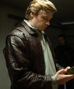 Kenneth Noye The Gold 2023 Jack Lowden Brown Leather Jacket